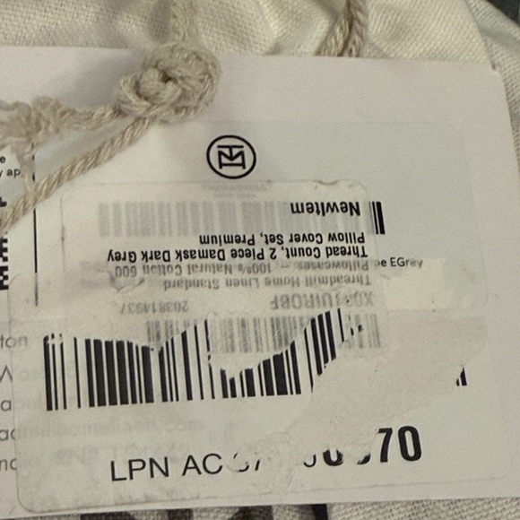 Threadmill Standard 2 Pillowcases 100% Cotton Damask Dark Gray Striped - Picture 4 of 8